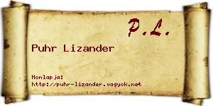 Puhr Lizander névjegykártya